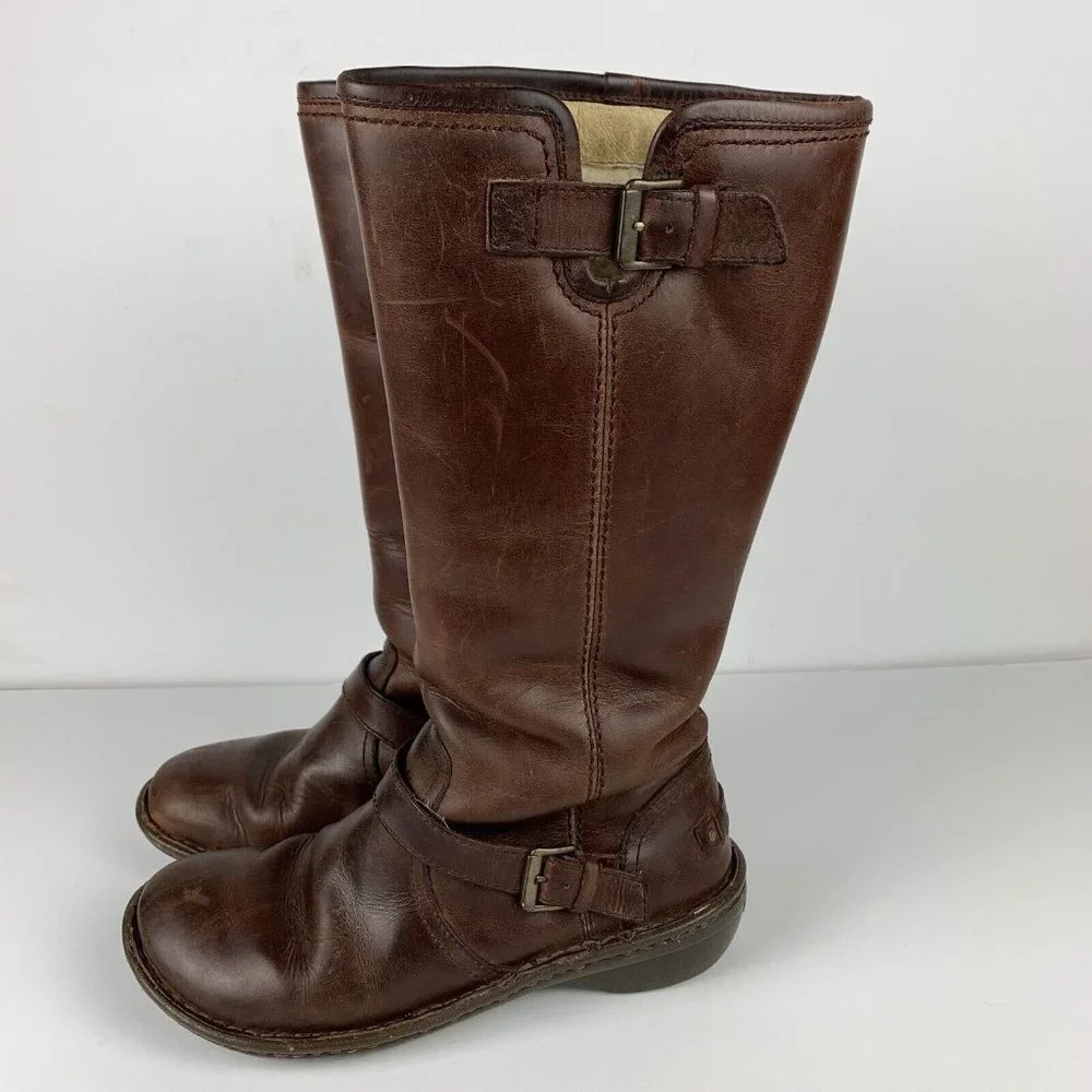 Ugg Brown Leather Knee-High Boots - Picture 1 of 16